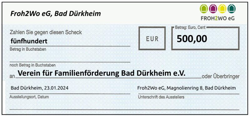 Spendenscheck an Verein für Familienförderung Bad Dürkheim e.V.