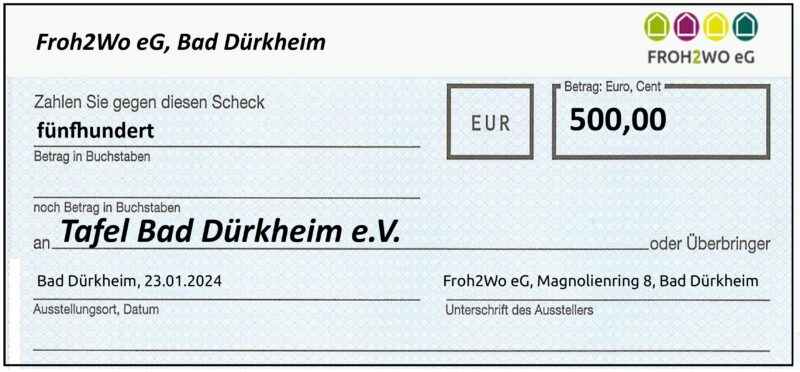 Spendenscheck an Tafel Bad Dürkheim e.V.